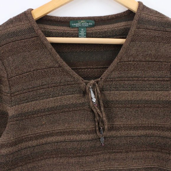 LRL Lauren Jeans Co. Sweater Womens Brown Pullover Long Sleeve Knit Size Medium - Picture 5 of 10